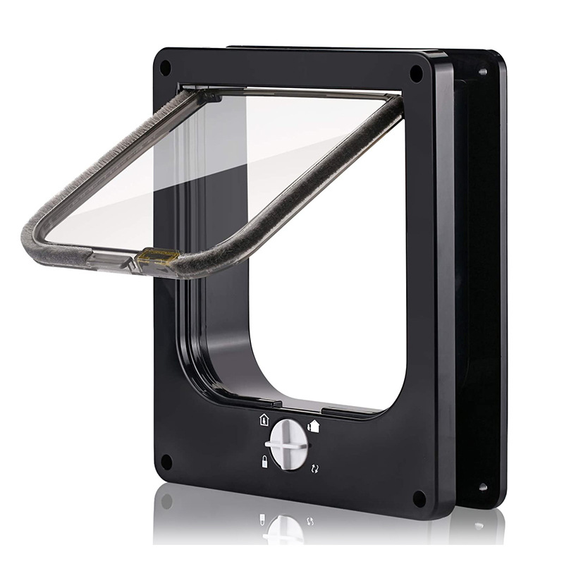 V888-ELOSUNG32889-202507100940-00 Size L Black 4-Way Locking Pet Flap Door for Cats and Small Dogs - Weatherproof Magnetic Cat Door - Image 1