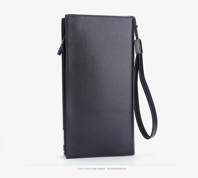 V888-ELOSUNG32977-202507180935-03 Brown Men's Business Casual Long Wallet Clutch - PU Leather Large Capacity Phone & Card Holder with Wrist Strap - Image 4