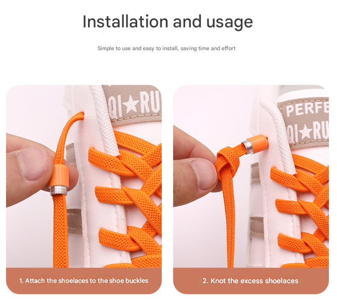 V888-ELOSUNG33699-202507071021-03 Orange No-Tie Elastic Shoelaces with Quick Lock System - Flat Tieless Laces for Kids and Adults - Image 4