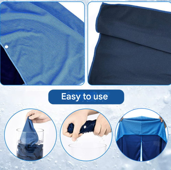 V888-ELOSUNG33716-202507160946-01 Blue 5-Pack Instant Cooling Towel Set - UPF Sun Protection Hooded Ice Towels for Sports & Outdoor Activities - Image 2