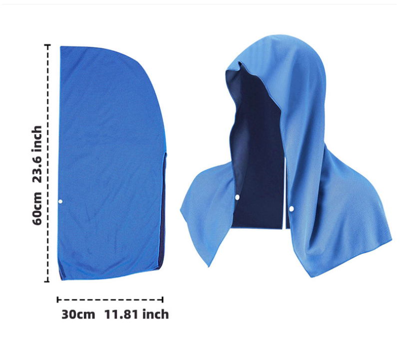 V888-ELOSUNG33716-202507160946-02 Blue 5-Pack Instant Cooling Towel Set - UPF Sun Protection Hooded Ice Towels for Sports & Outdoor Activities - Image 3