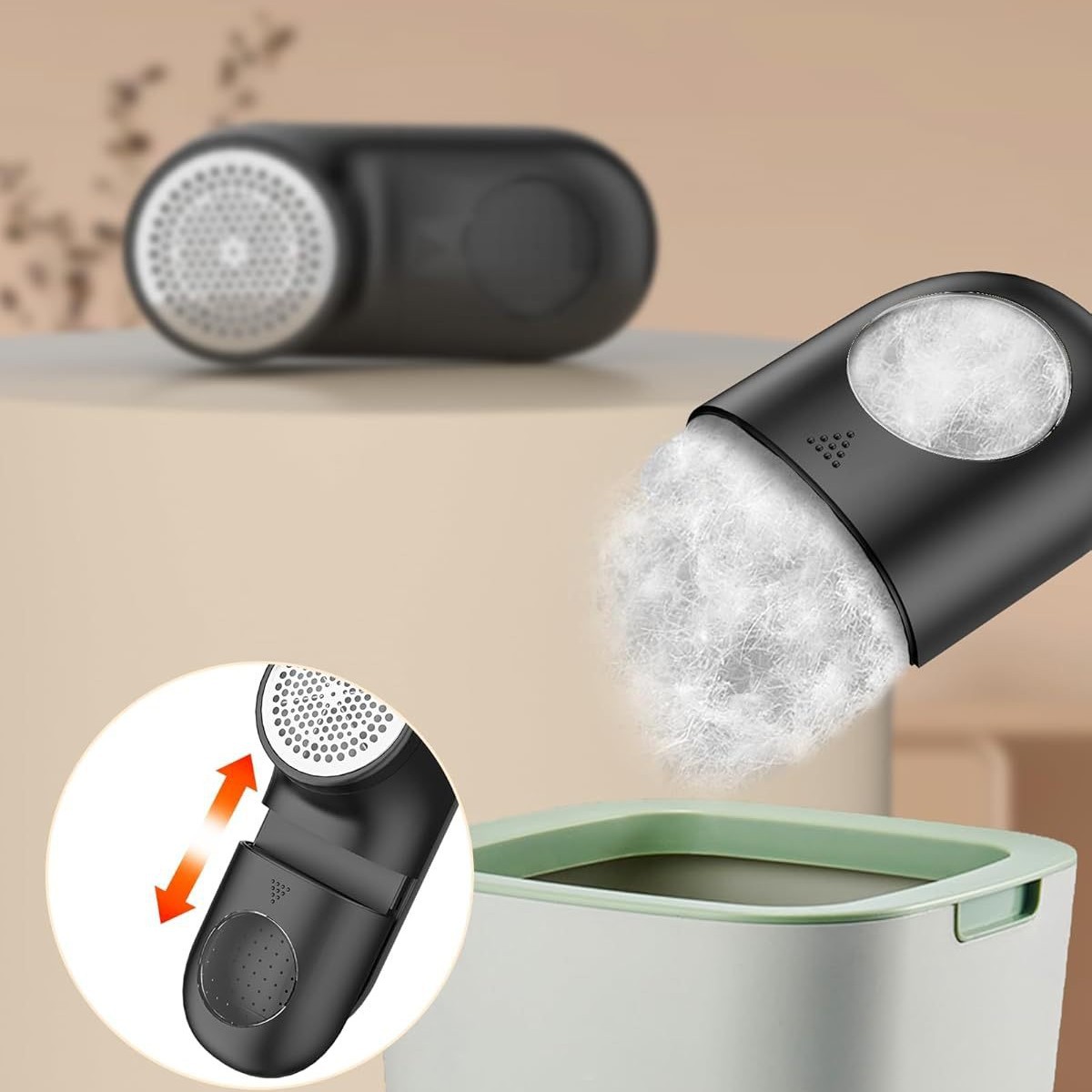 V888-ELOSUNG33728-202507180920-03 Black Digital Display Electric Lint Remover - 3-Speed USB Rechargeable Fabric Shaverc - Image 4