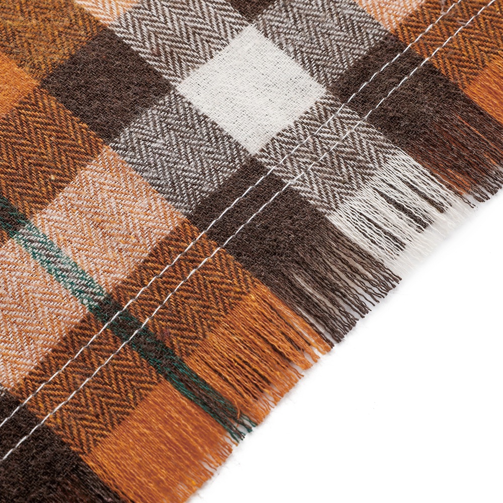 V888-ELOSUNG33897-202509101605-01 Brown S 55x38x38cm Thanksgiving Plaid Dog Bandana 2-Pack - Festive Tassel Triangle Scarf for Pets - Image 2