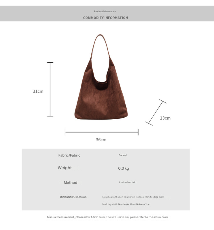 V888-ELOSUNG34375-202507071026-03 Coffee color Chic Faux Suede Tote Bag with Matching Pouch | Large Capacity Slouchy Shoulder Bag - Image 4