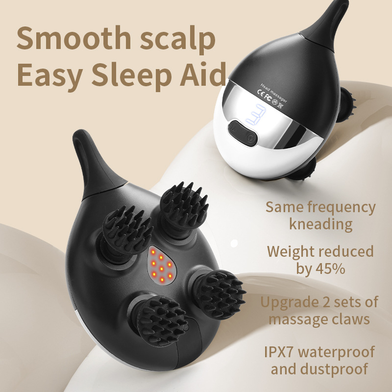 V888-ELOSUNG35646-202507100945-01 Intelligent 3D Electric Head & Scalp Massager - 7 Massage Techniques, IPX7 Waterproof, Rechargeable(Yellow) - Image 2