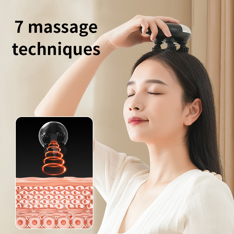 V888-ELOSUNG35646-202507100945-02 Intelligent 3D Electric Head & Scalp Massager - 7 Massage Techniques, IPX7 Waterproof, Rechargeable(Yellow) - Image 3