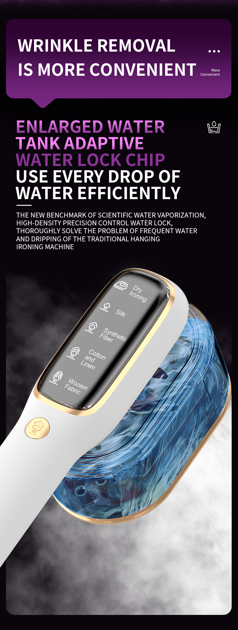 V888-ELOSUNG35659-202507111010-05 Portable Handheld Garment Steamer & Mini Iron - Smart Temperature Control, Rapid Heating & Powerful Steam for All Fabrics(White) - Image 6