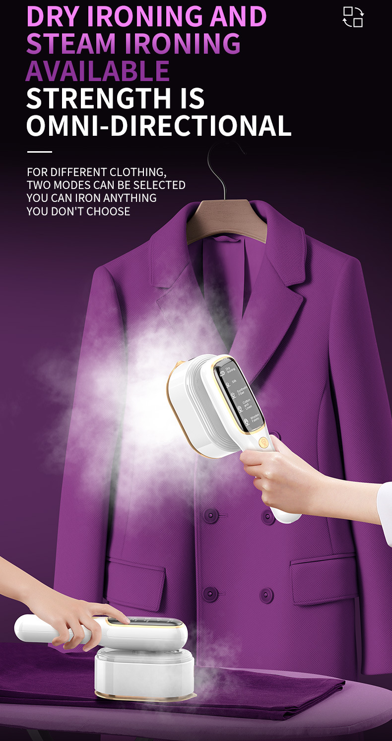 V888-ELOSUNG35659-202507111010-06 Portable Handheld Garment Steamer & Mini Iron - Smart Temperature Control, Rapid Heating & Powerful Steam for All Fabrics(White) - Image 7