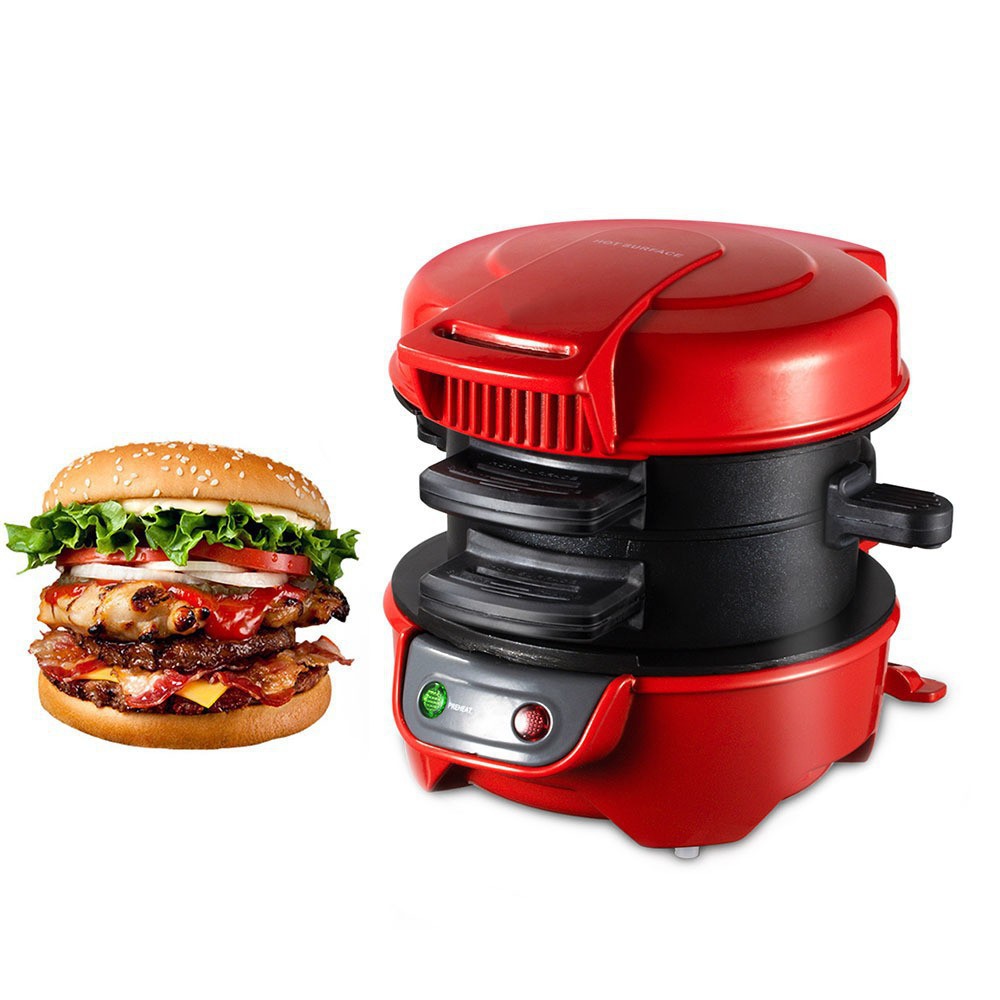 V888-ELOSUNG35660-202507110952-00 Quick & Easy Multi-Layer Sandwich & Burger Maker with Egg Cooker Plate(red) - Image 1