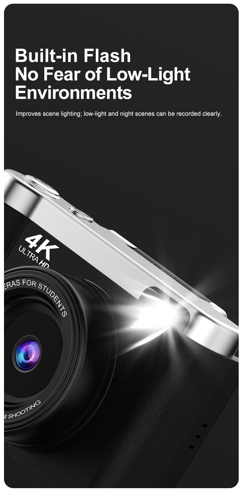 V888-ELOSUNG35725-202507180930-05 4K Ultra HD Digital Camera - 75MP, 2.8-inch Rotatable Screen, Auto Focus & Built-in Flash(black) - Image 6