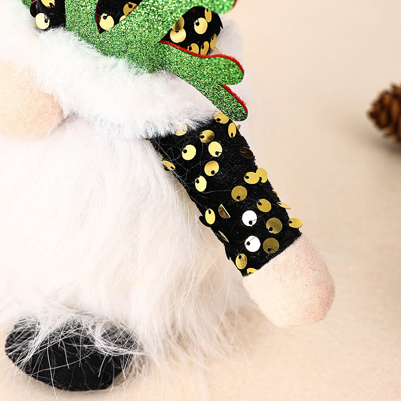 V888-ELOSUNG35810-202508011026-05 Light-Up Christmas Gnome Plush Doll with Sequin Hat & Antlers - Festive LED Tabletop Decoration(gold) - Image 6