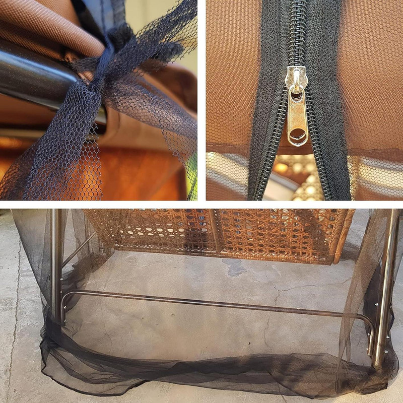 V888-ELOSUNG35846-202508111505-04 Portable Outdoor Chair Cover with Mosquito Net & Sun Canopy - UV & Water-Resistant Shelter for Camping & Fishing(black 155*125*205CM) - Image 5