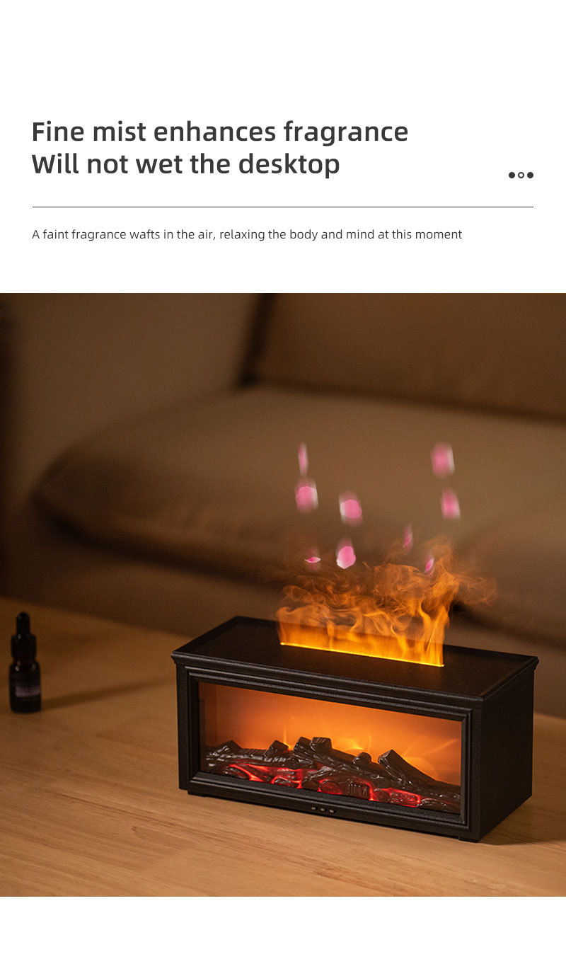 V888-ELOSUNG35860-202508111453-05 Fireplace Flame Effect Aroma Diffuser & Humidifier with 7-Colour Light, Timer & Remote Control(Dark Wood Grain) - Image 6