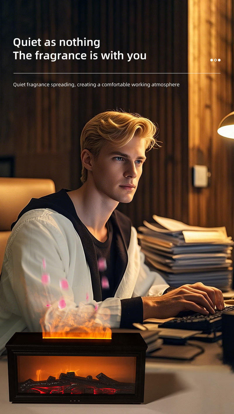 V888-ELOSUNG35860-202508111453-06 Fireplace Flame Effect Aroma Diffuser & Humidifier with 7-Colour Light, Timer & Remote Control(Dark Wood Grain) - Image 7