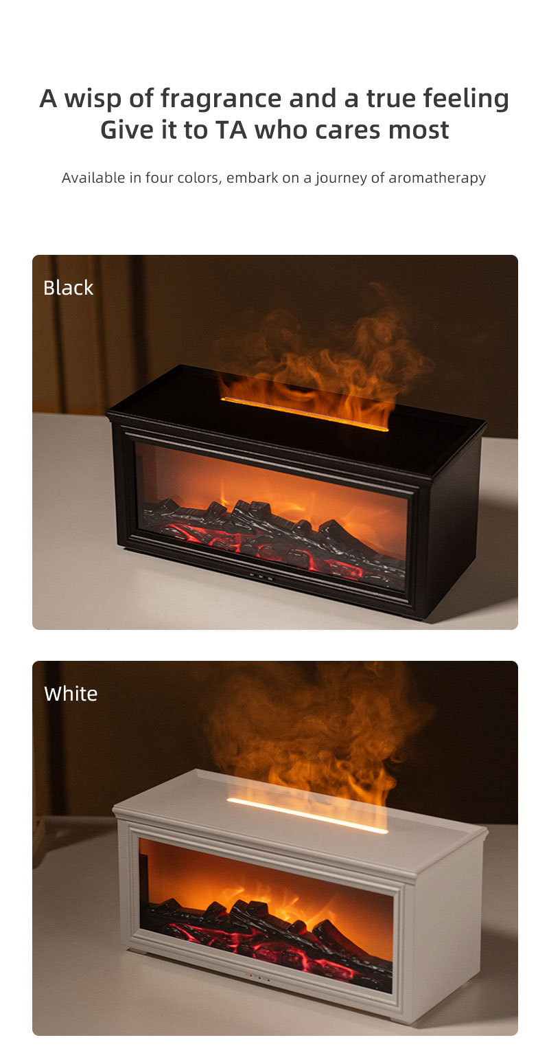 V888-ELOSUNG35860-202508111453-11 Fireplace Flame Effect Aroma Diffuser & Humidifier with 7-Colour Light, Timer & Remote Control(Dark Wood Grain) - Image 12
