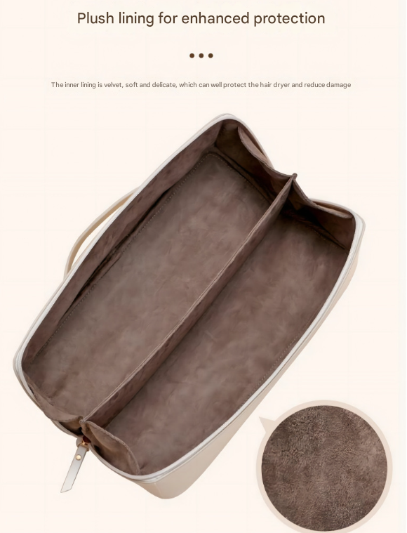 V888-ELOSUNG36061-202507281647-04 Brown Premium PU Leather Travel Case for Hair Styling Tools - Double Layer Waterproof Organizer Bag for Hair Dryer, Curler & Straightener - Image 5