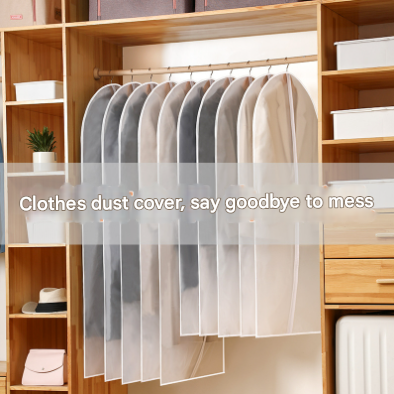 V888-ELOSUNG36115-202508041441-02 White Edge 10-Pack Hanging Garment Bags for Closet Storage - Translucent Dust-Proof Suit Covers, Washable & Reusable Coat Protectors (2 Sizes) - Image 3