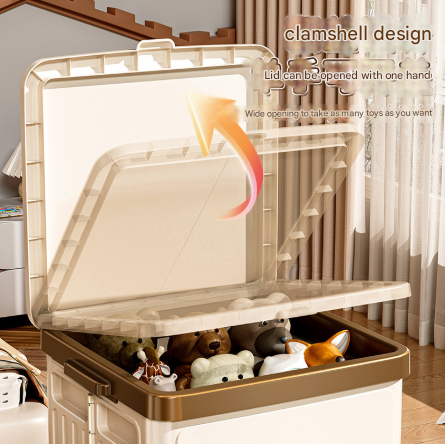 V888-ELOSUNG36118-202508041442-02 White Large Foldable Storage Box with Lid and Wheels - Heavy Duty Collapsible Toy Organizer Bin - Image 3