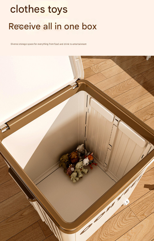 V888-ELOSUNG36118-202508041442-03 White Large Foldable Storage Box with Lid and Wheels - Heavy Duty Collapsible Toy Organizer Bin - Image 4