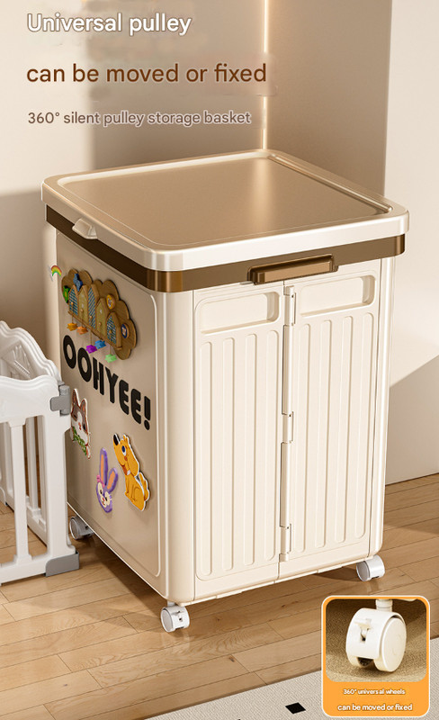 V888-ELOSUNG36118-202508041442-07 White Large Foldable Storage Box with Lid and Wheels - Heavy Duty Collapsible Toy Organizer Bin - Image 8