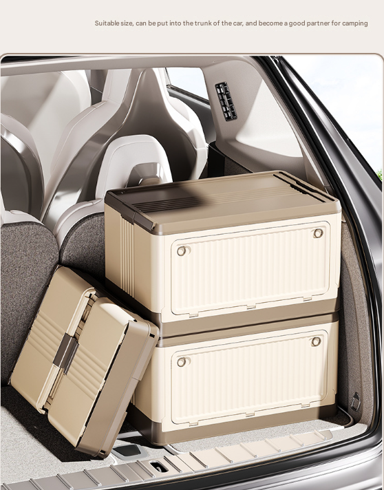 V888-ELOSUNG36123-202508041445-06 Size L Grey Collapsible Storage Box with Wheels and Telescopic Handle - Stackable Folding Crate for Car & Home - Image 7