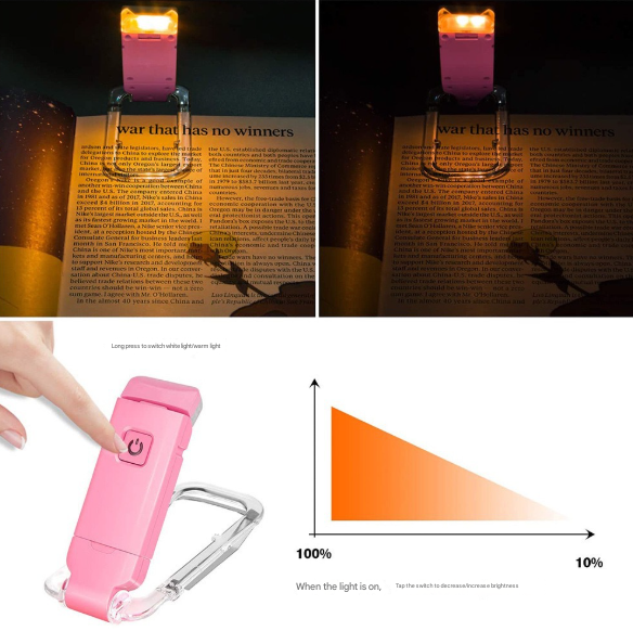 V888-ELOSUNG36167-202508061115-07 2 Pcs Black USB Rechargeable Clip-on LED Book Light - 3 Color Modes & Dimmable Brightness for Eye-Caring Reading - Image 8