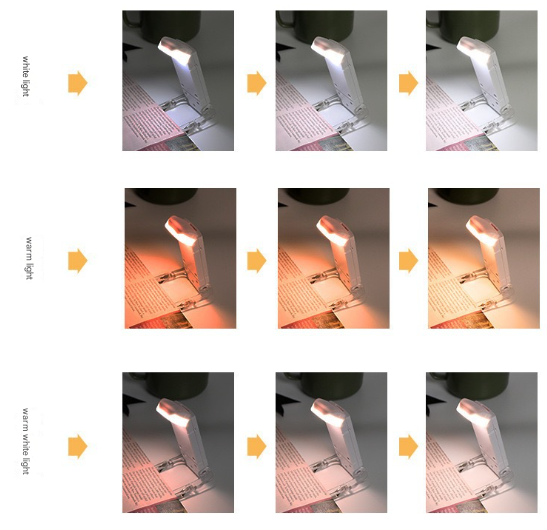 V888-ELOSUNG36167-202508061115-08 2 Pcs Black USB Rechargeable Clip-on LED Book Light - 3 Color Modes & Dimmable Brightness for Eye-Caring Reading - Image 9