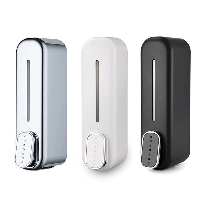 V888-ELOSUNG36195-202508111454-01 2 Pcs Black Modern Wall-Mounted Press Soap Dispenser - 300ml Refillable Pump for Bathroom & Kitchen - Image 2