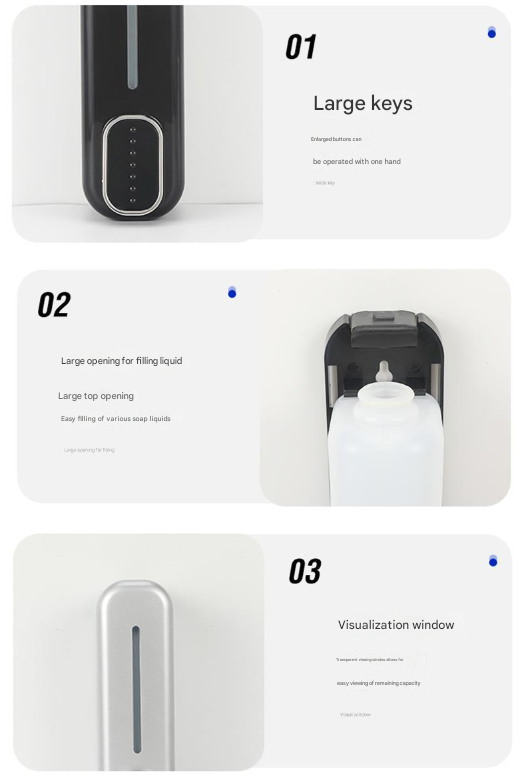 V888-ELOSUNG36195-202508111454-05 2 Pcs Black Modern Wall-Mounted Press Soap Dispenser - 300ml Refillable Pump for Bathroom & Kitchen - Image 6