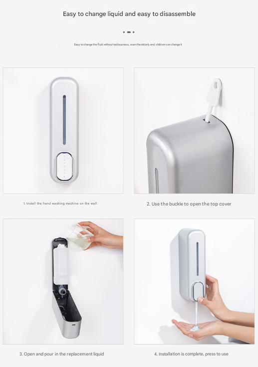 V888-ELOSUNG36195-202508111454-07 2 Pcs Black Modern Wall-Mounted Press Soap Dispenser - 300ml Refillable Pump for Bathroom & Kitchen - Image 8