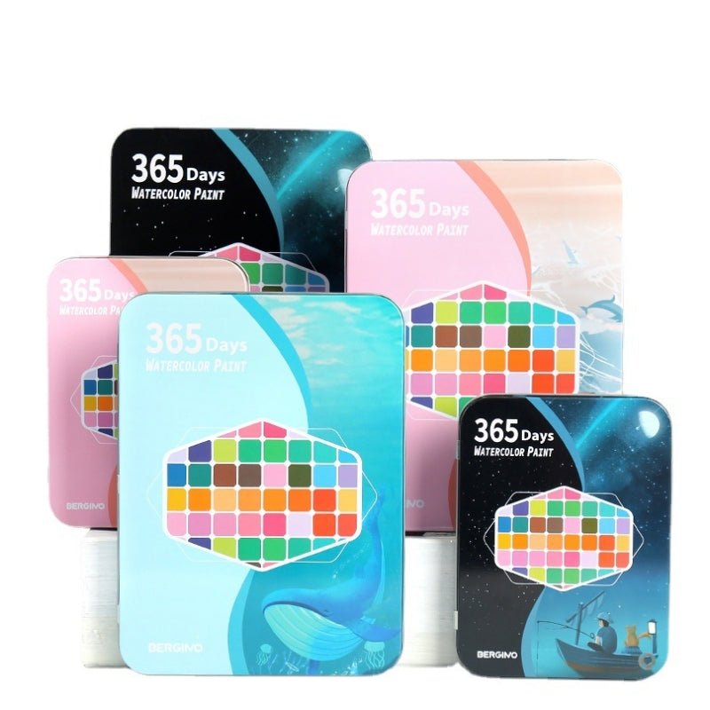 V922-AWD-D0911-PAISETMB-202508251145-02 Water paint colour set with brush metal case Portable 60 PCs Concentrated block - Blue - Image 3