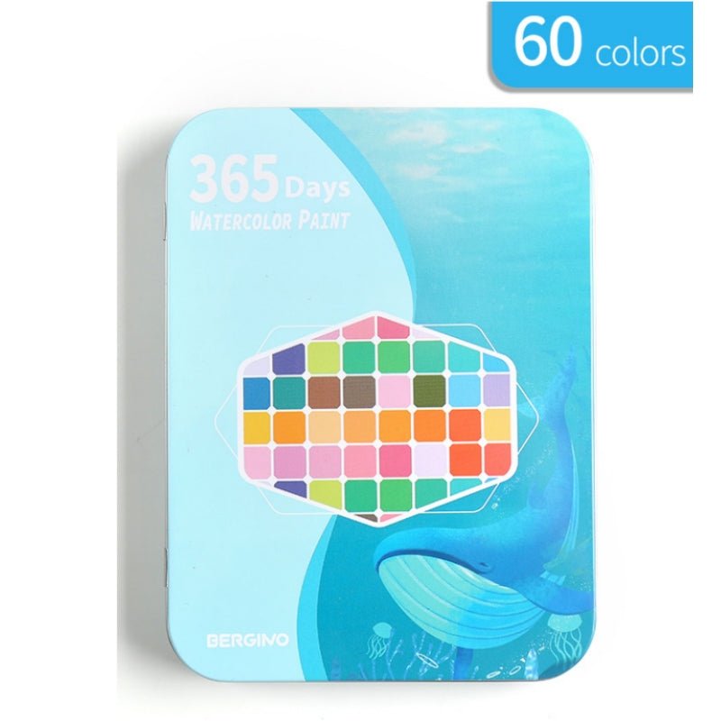 V922-AWD-D0911-PAISETMB-202508251145-03 Water paint colour set with brush metal case Portable 60 PCs Concentrated block - Blue - Image 4