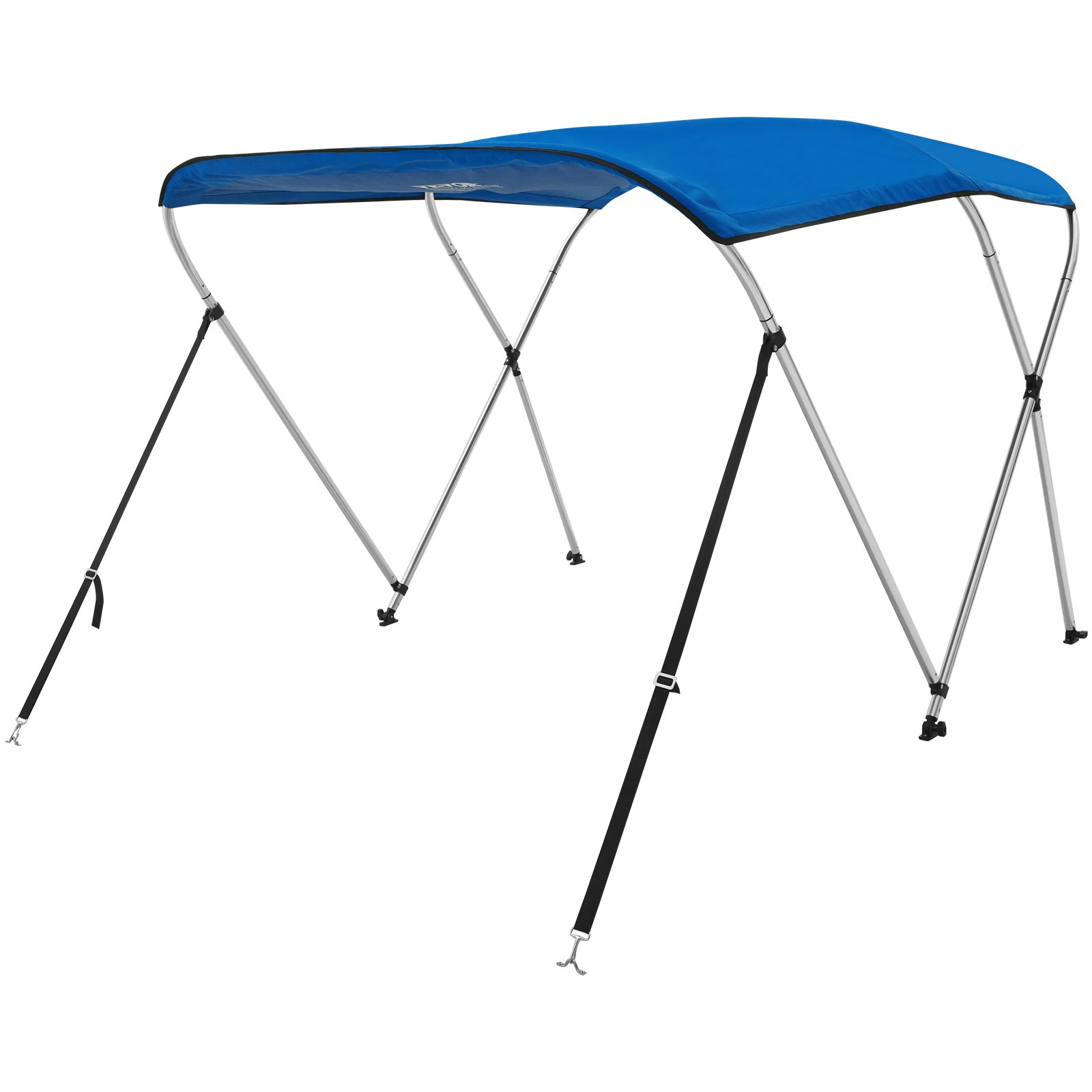 V952-3GCYZYP6L616QR5XQV0-202507141637-09 VEVOR 3 Bow Bimini Top Boat Cover, 900D Polyester Canopy with 1" Aluminum Alloy Frame, Waterproof and Sun Shade, Includes Storage Boot, 2 Support Poles, 4 Straps, 6'L x 46"H x 61"-66"W, Pacific Blue - Image 10