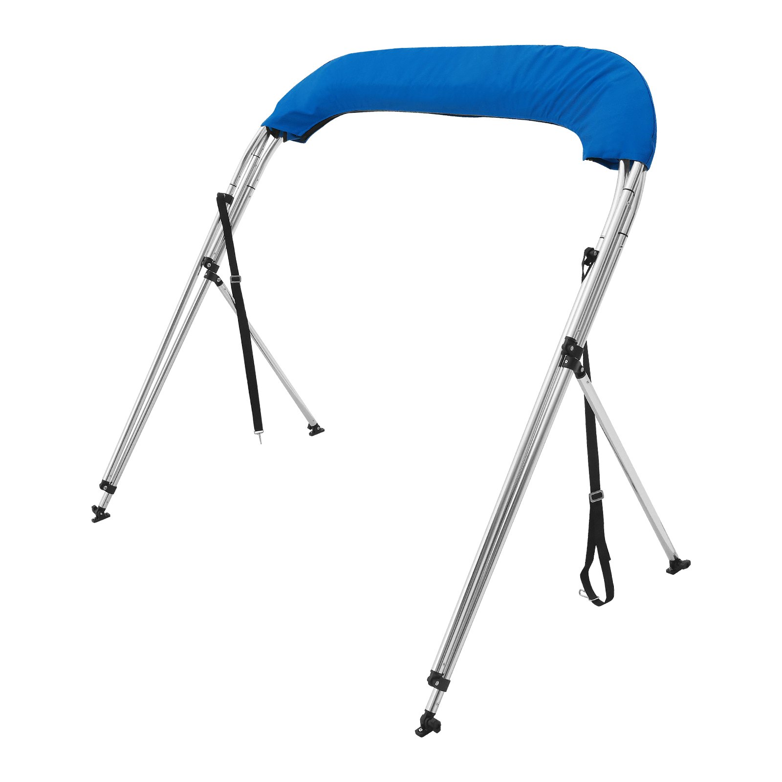 V952-3GCYZYP6L616QR5XQV0-202507141637-10 VEVOR 3 Bow Bimini Top Boat Cover, 900D Polyester Canopy with 1" Aluminum Alloy Frame, Waterproof and Sun Shade, Includes Storage Boot, 2 Support Poles, 4 Straps, 6'L x 46"H x 61"-66"W, Pacific Blue - Image 11