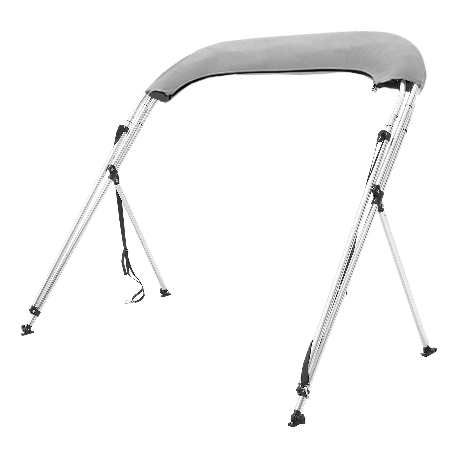 V952-3GCYZYP6L677QR7NKV0-202507141538-10 VEVOR 3 Bow Bimini Top Boat Cover, 900D Polyester Canopy with 1" Aluminum Alloy Frame, Waterproof and Sun Shade, Includes Storage Boot, 2 Support Poles, 4 Straps, 6'L x 46"H x 67"-72"W, Light Grey - Image 11