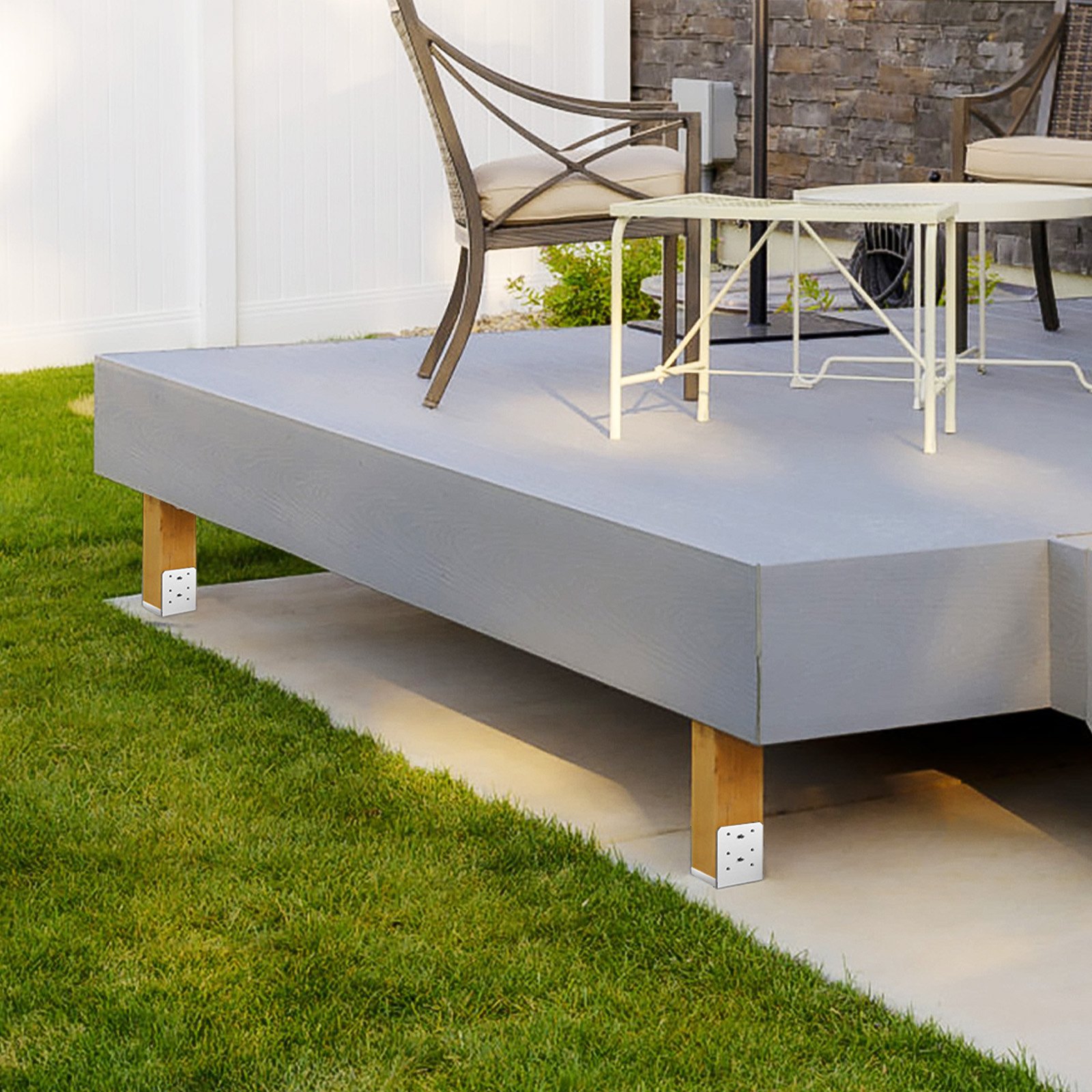 V952-BBLZDZ6X6INCJHMV6V0-202508012332-07 VEVOR 152.4x152.4 Post Base, 1Pcs Stainless Steel Adjustable Post Anchor Bracket(Internal 150 x 139.7), Adjustable Post Base for Pavilion Deck Porch Handrail Railing Support Decorative Anchor Plate - Image 8