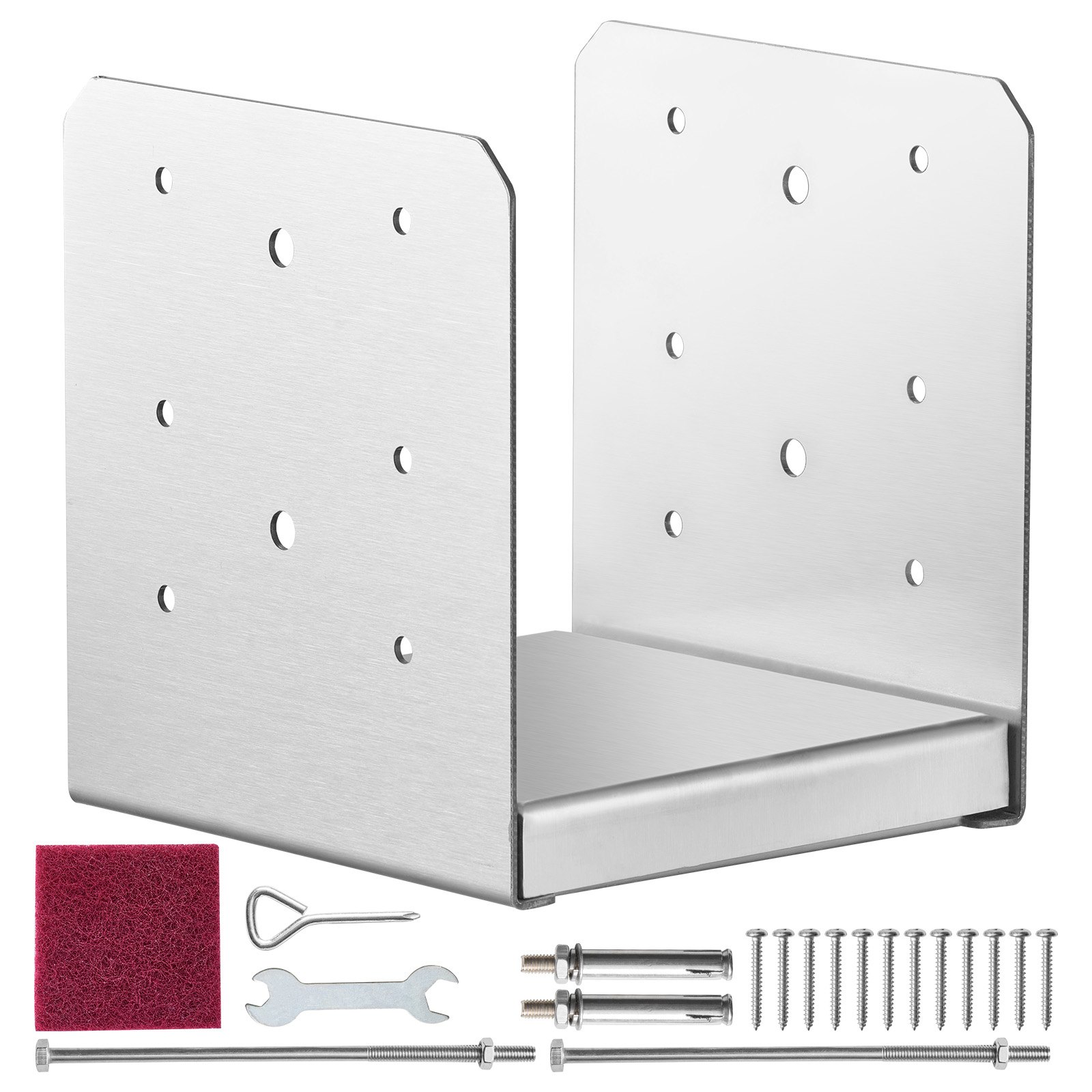 V952-BBLZDZ6X6INCJHMV6V0-202508012332-08 VEVOR 152.4x152.4 Post Base, 1Pcs Stainless Steel Adjustable Post Anchor Bracket(Internal 150 x 139.7), Adjustable Post Base for Pavilion Deck Porch Handrail Railing Support Decorative Anchor Plate - Image 9