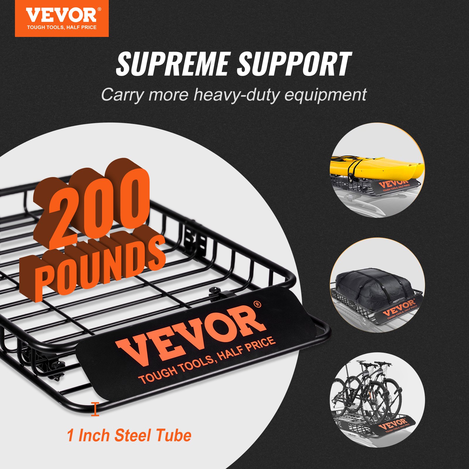 V952-CDXLJJY251365ROA4V0-202508011506-01 VEVOR Roof Rack Cargo Basket 200 LBS 51"x36"x5" for SUV Truck with Luggage Bag - Image 2