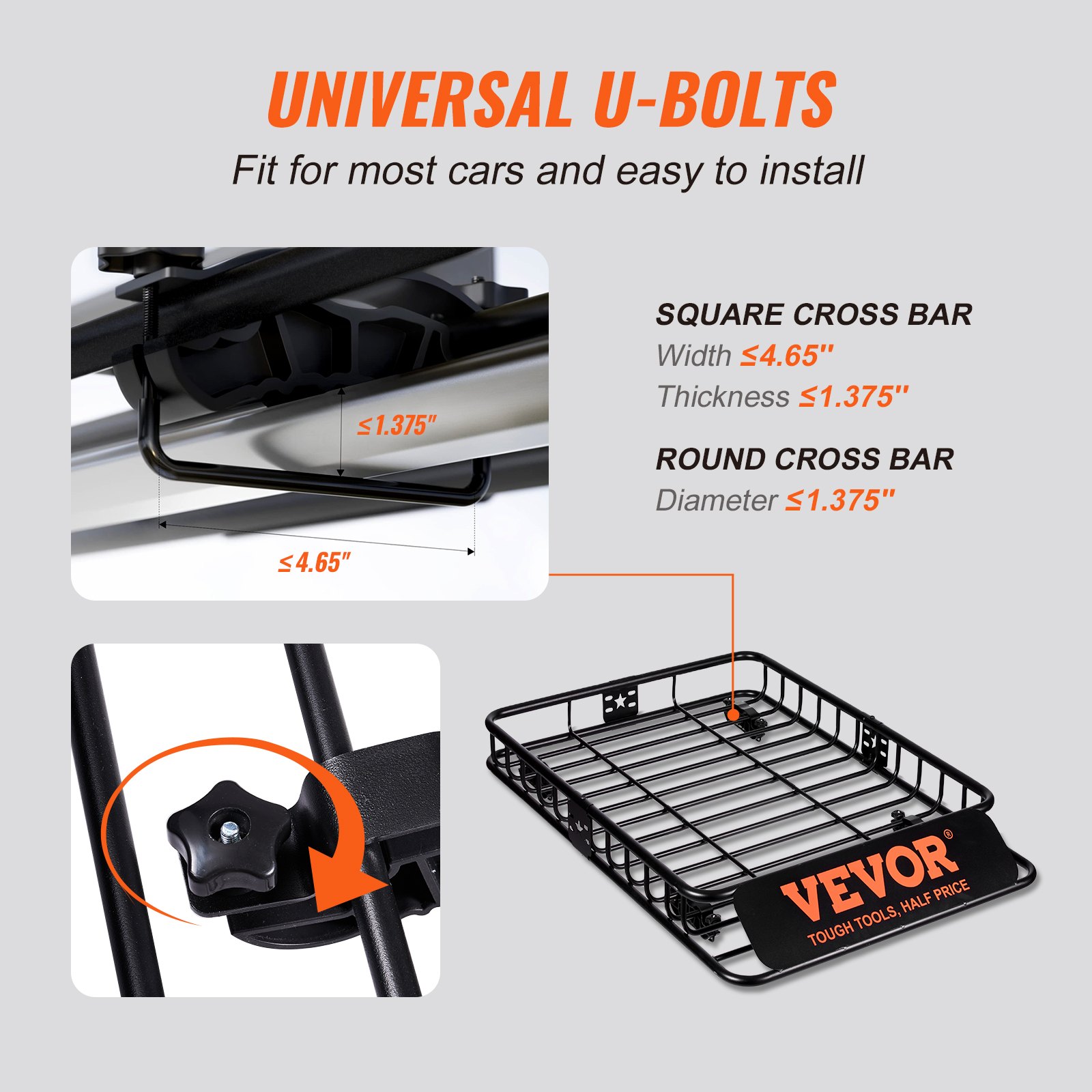 V952-CDXLJJY251365ROA4V0-202508011506-05 VEVOR Roof Rack Cargo Basket 200 LBS 51"x36"x5" for SUV Truck with Luggage Bag - Image 6