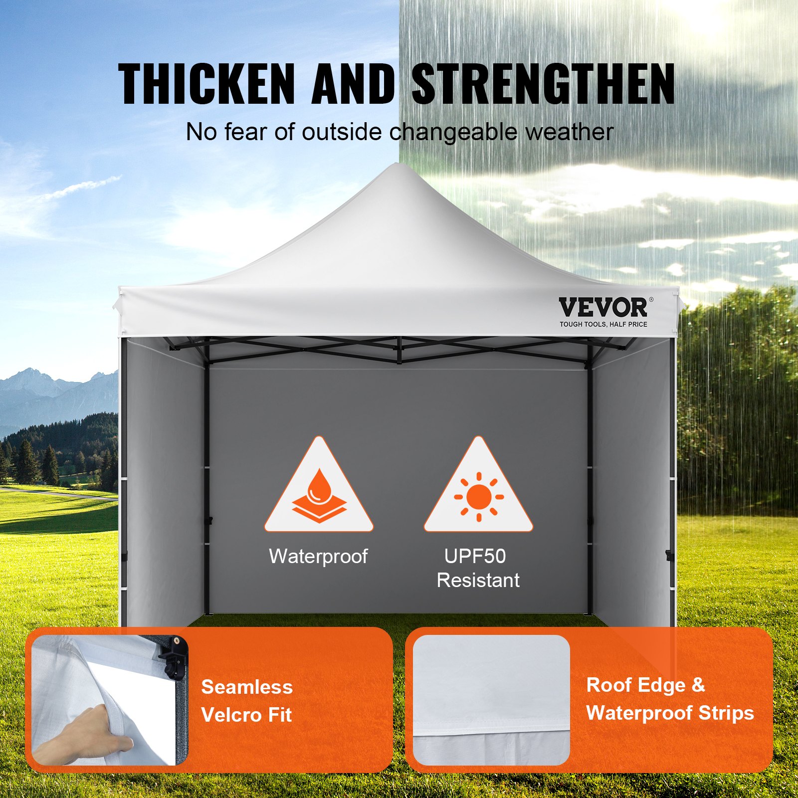 V952-DCSYPBS1010FTGMH8V0-202507141628-02 VEVOR Pop Up Canopy Tent Outdoor Gazebo Tent 10x10FT with Sidewalls & Bag White - Image 3