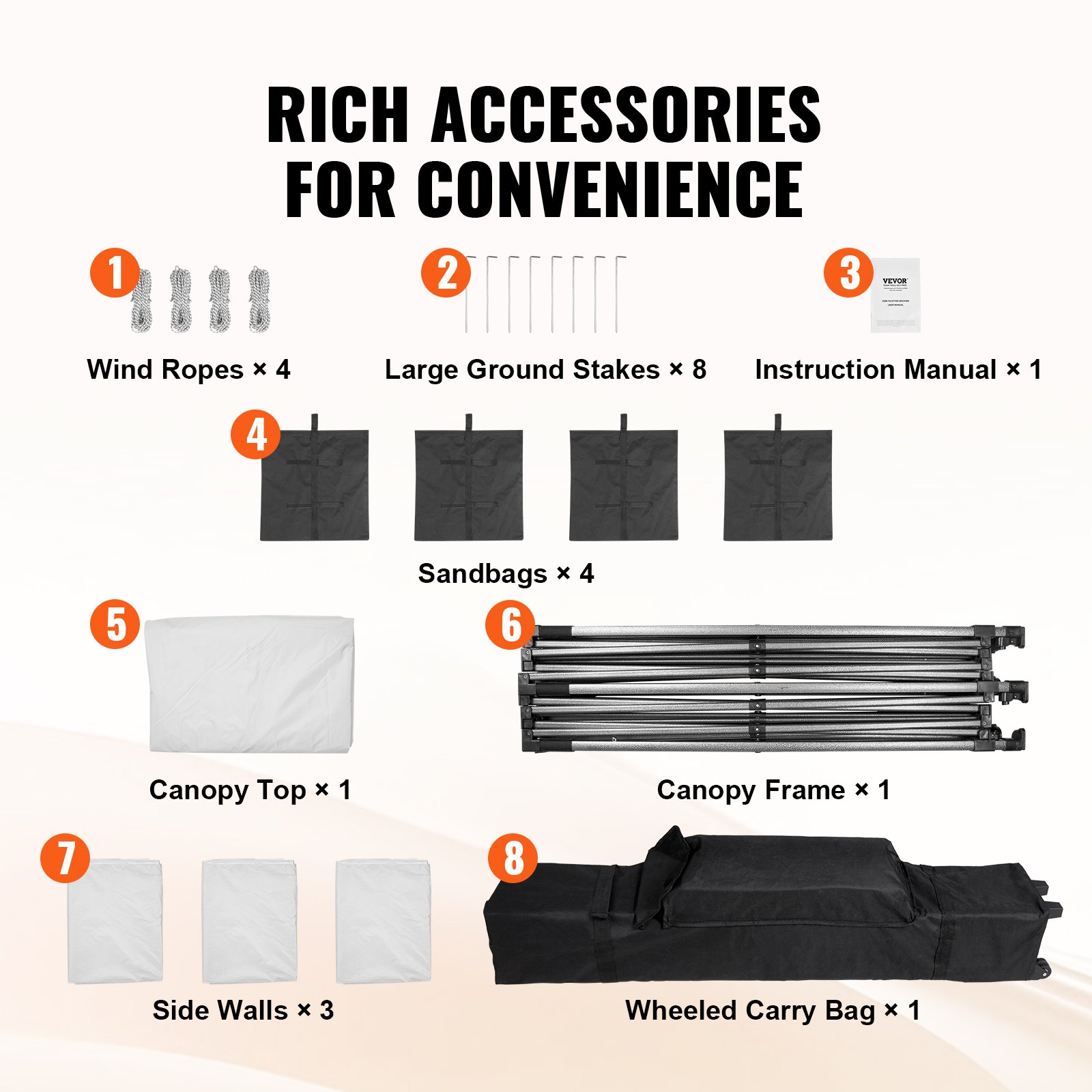 V952-DCSYPBS1010FTGMH8V0-202507141628-05 VEVOR Pop Up Canopy Tent Outdoor Gazebo Tent 10x10FT with Sidewalls & Bag White - Image 6