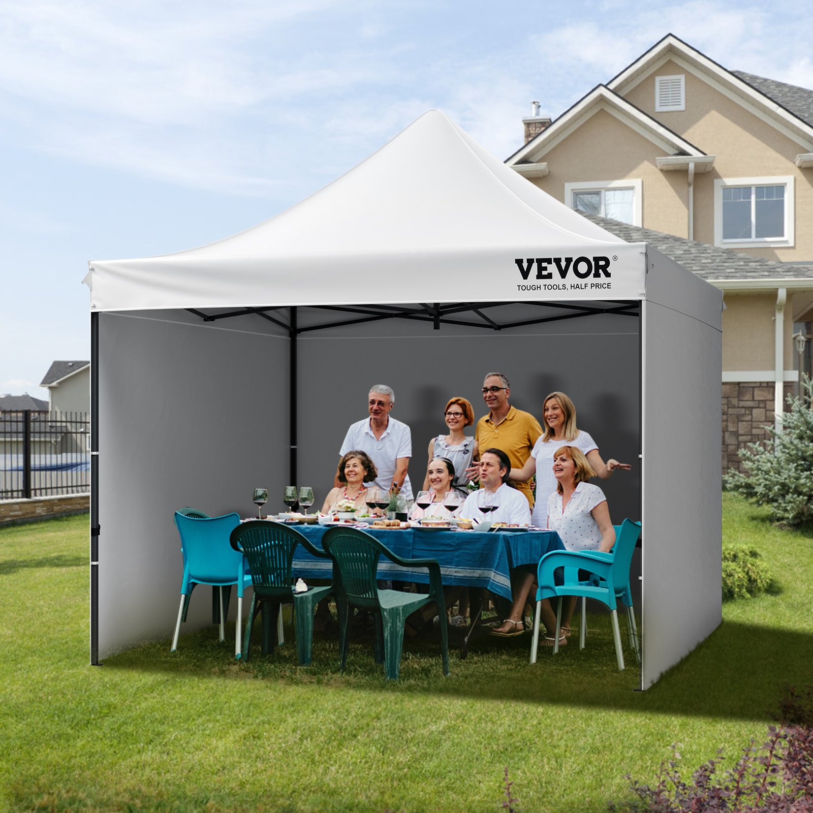 V952-DCSYPBS1010FTGMH8V0-202507141628-07 VEVOR Pop Up Canopy Tent Outdoor Gazebo Tent 10x10FT with Sidewalls & Bag White - Image 8