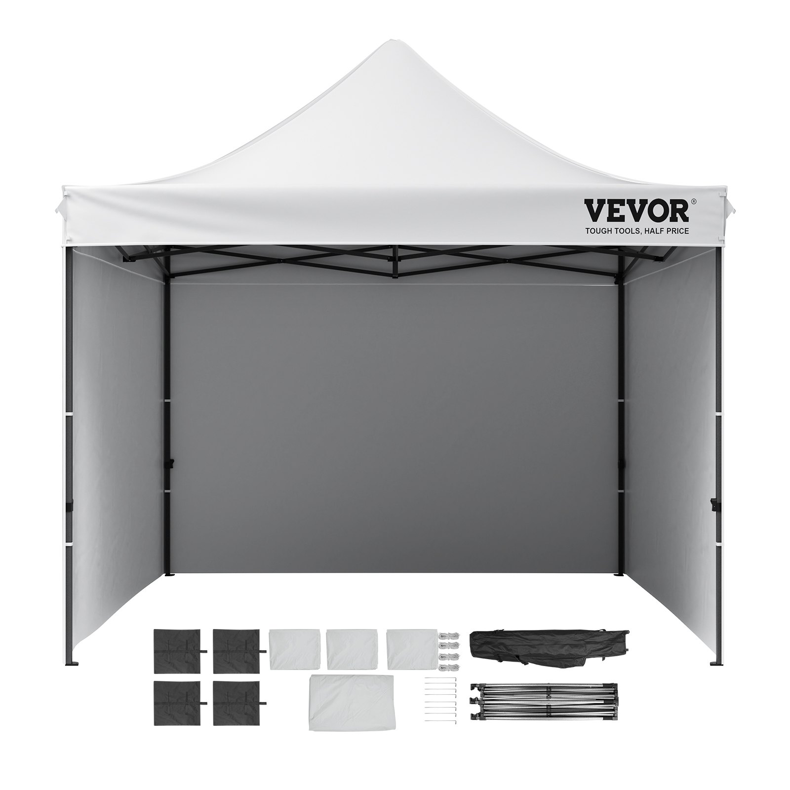 V952-DCSYPBS1010FTGMH8V0-202507141628-08 VEVOR Pop Up Canopy Tent Outdoor Gazebo Tent 10x10FT with Sidewalls & Bag White - Image 9