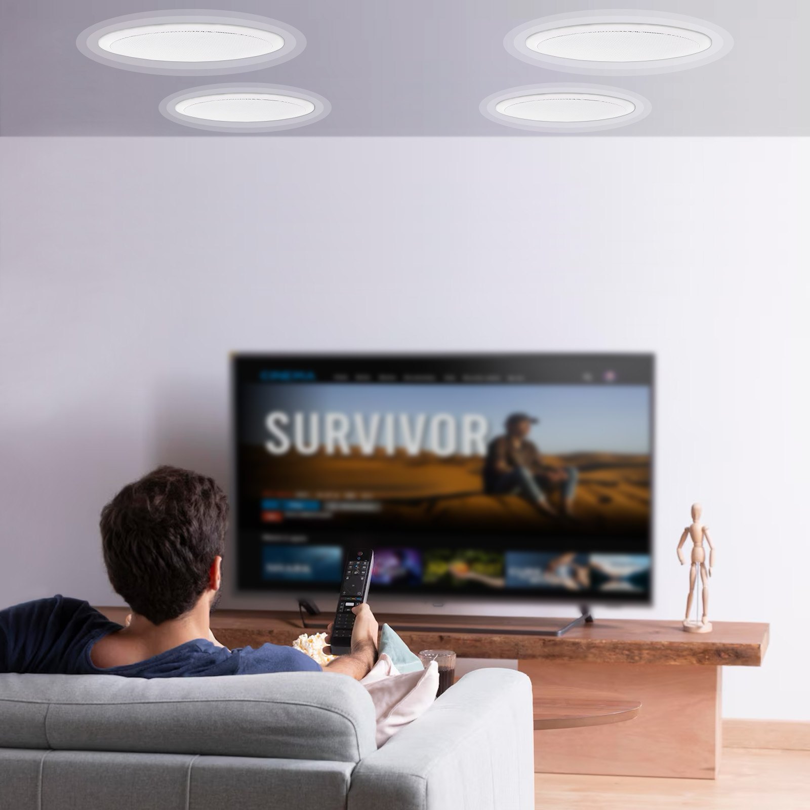 V952-DPXDYSQ65YCSYB22LV3-202507141832-07 VEVOR 4 PCs 165.1 mm Bluetooth in Ceiling Speakers, 150W, Flush Mount Ceiling & in-Wall Speaker System with Impedance 89dB Sensitivity, for Home Kitchen Living Room Bedroom or Covered Porches - Image 8