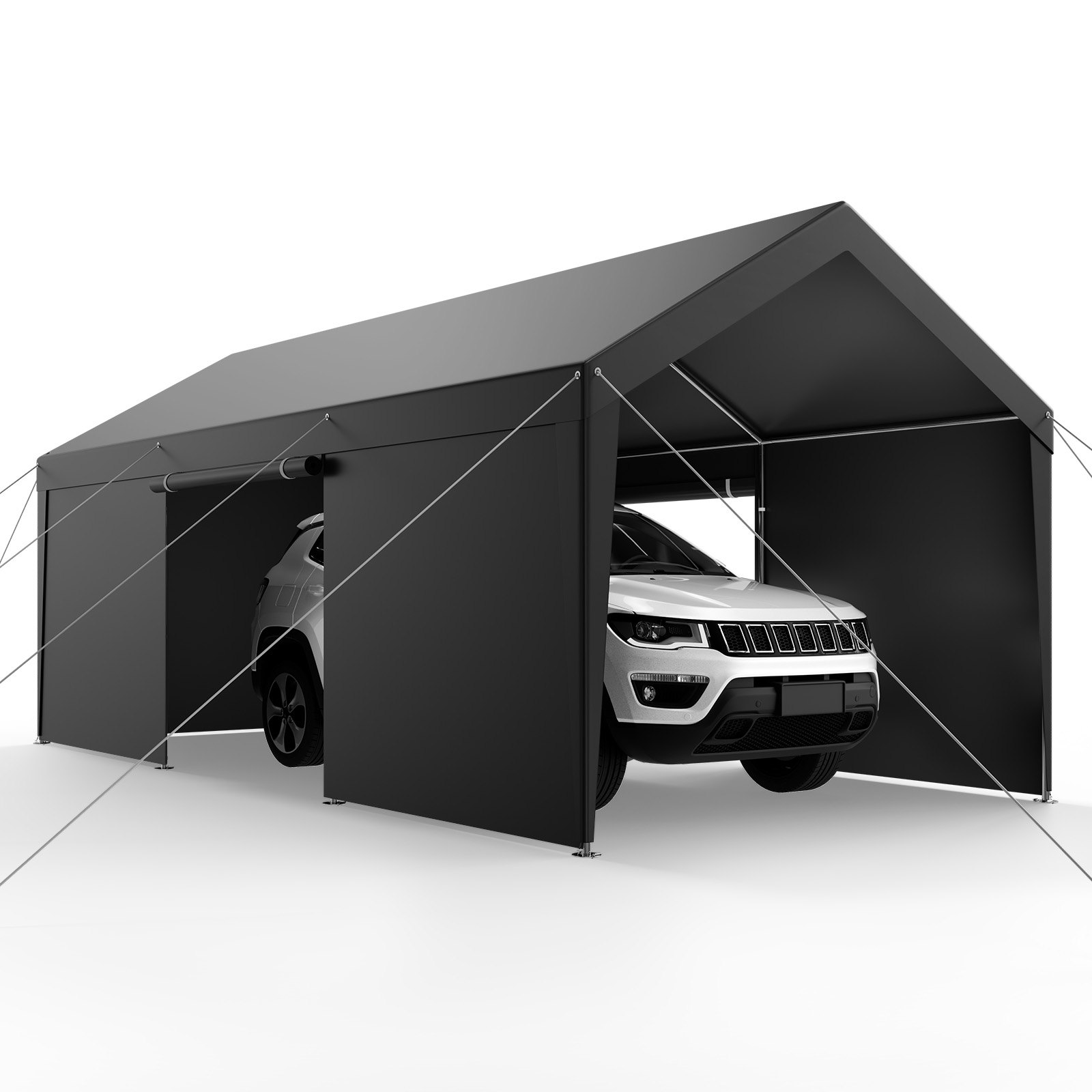 V952-FBSJSQCCKHS886LB9001V0-202508011336-08 VEVOR Carport Car Canopy 12x20FT Heavy Duty Car Shelter with Sidewalls White - Image 9