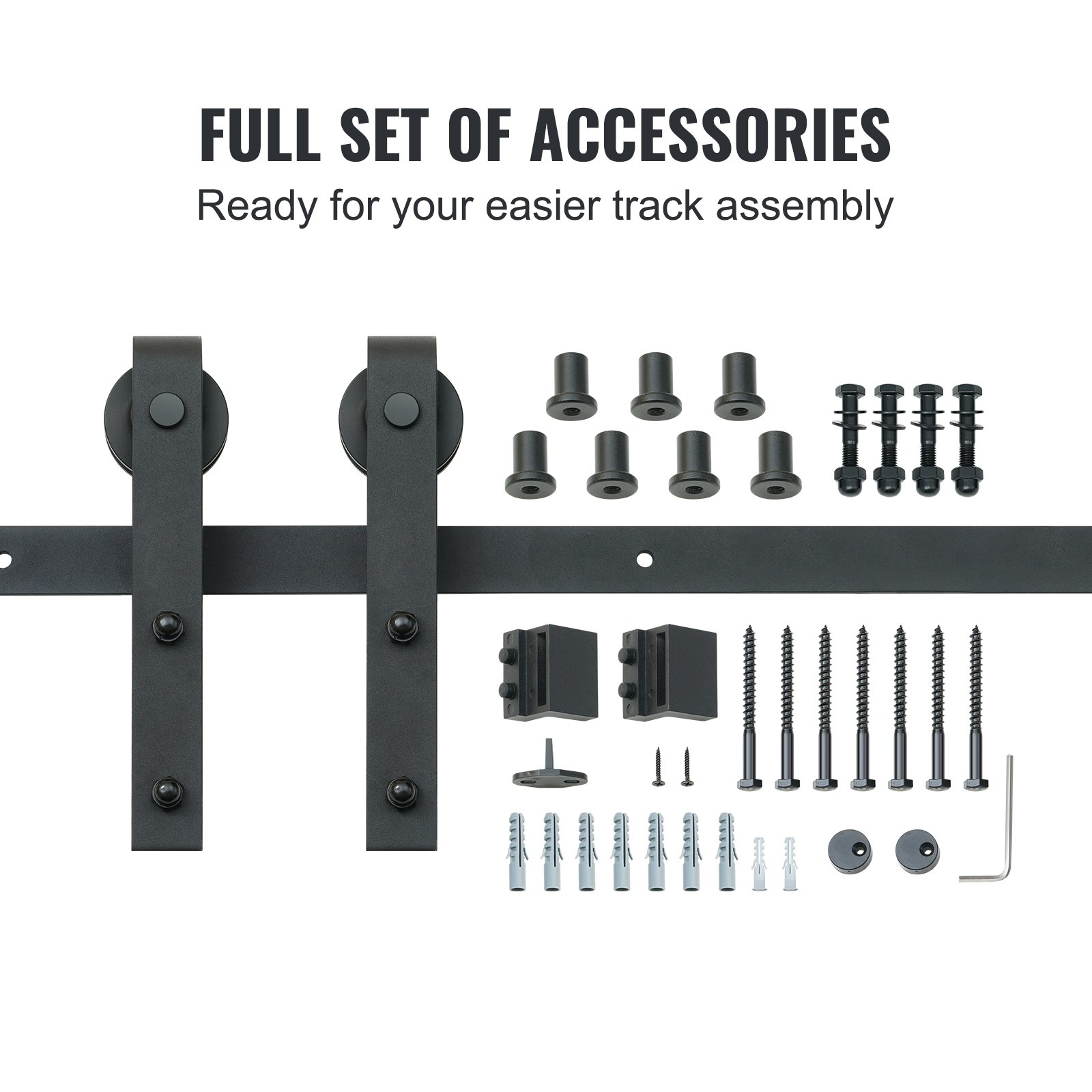 V952-GCYMWJTJHS8FCZEIRV0-202508011821-03 VEVOR 8FT Sliding Barn Door Hardware Closet Track Kit for Single Door J Hanger - Image 4
