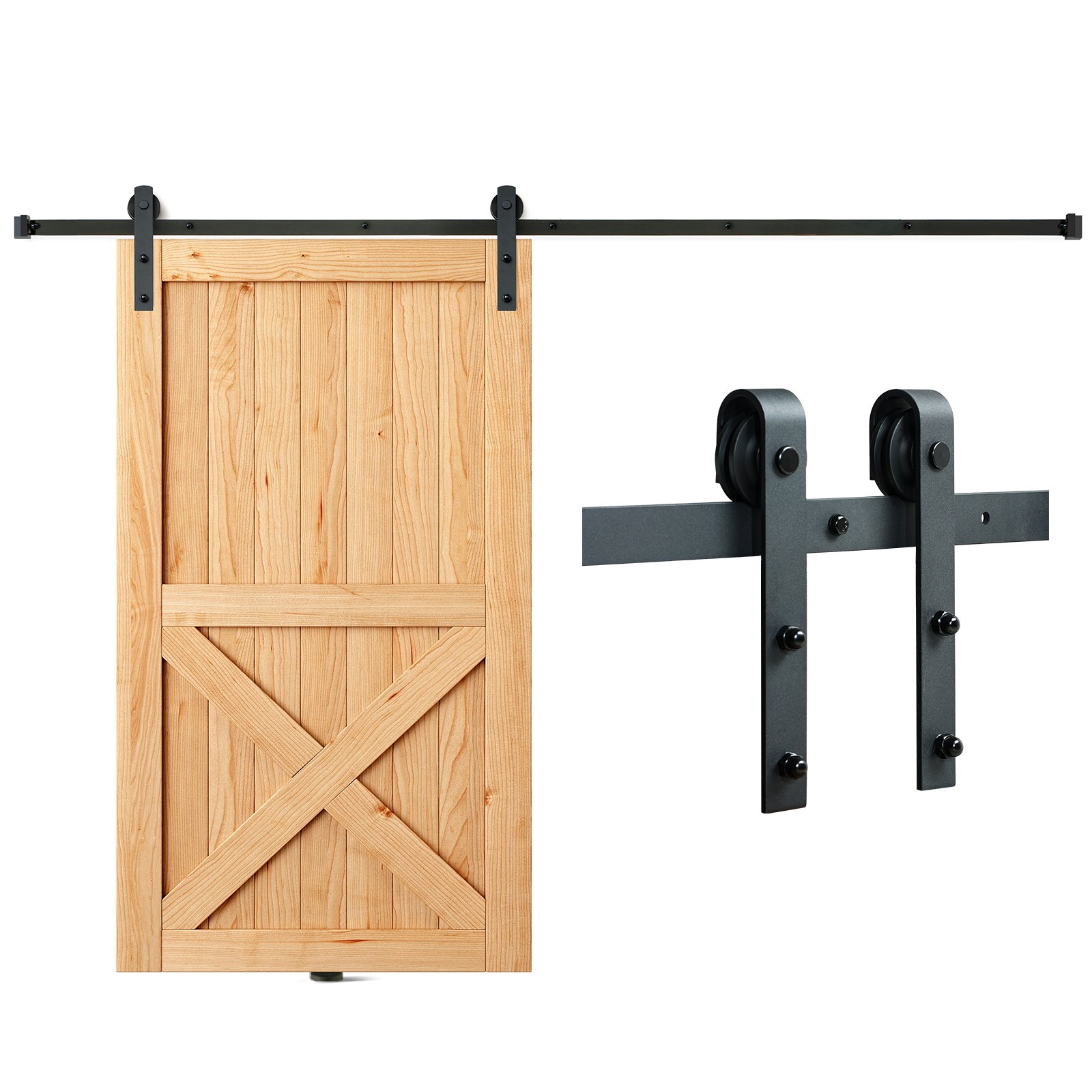 V952-GCYMWJTJHS8FCZEIRV0-202508011821-08 VEVOR 8FT Sliding Barn Door Hardware Closet Track Kit for Single Door J Hanger - Image 9