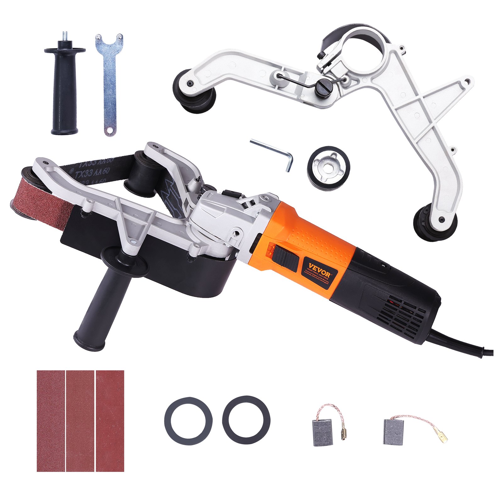 V952-GDSDJ800W15XVD0ZBV3-202508012222-00 VEVOR Pipe Tube Polisher Sander, 1300W Pipe Belt Sander with 6 Variable Speeds 1100-3200rpm, Professional Belt Sander Grinding Machine with 3PCS Sanding Belts for Burnishing Finishing Rust Removal - Image 1