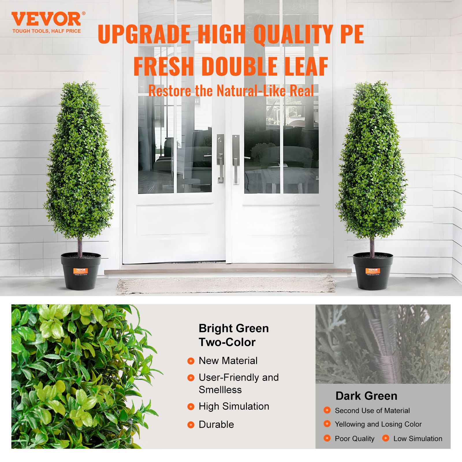 V952-HYMRGXJS36YCXKYTZV0-202507141630-01 VEVOR 2 Pack 91.4cm Artificial Boxwood Topiary Tree Faux Plant UV Decor In/Outdoor - Image 2