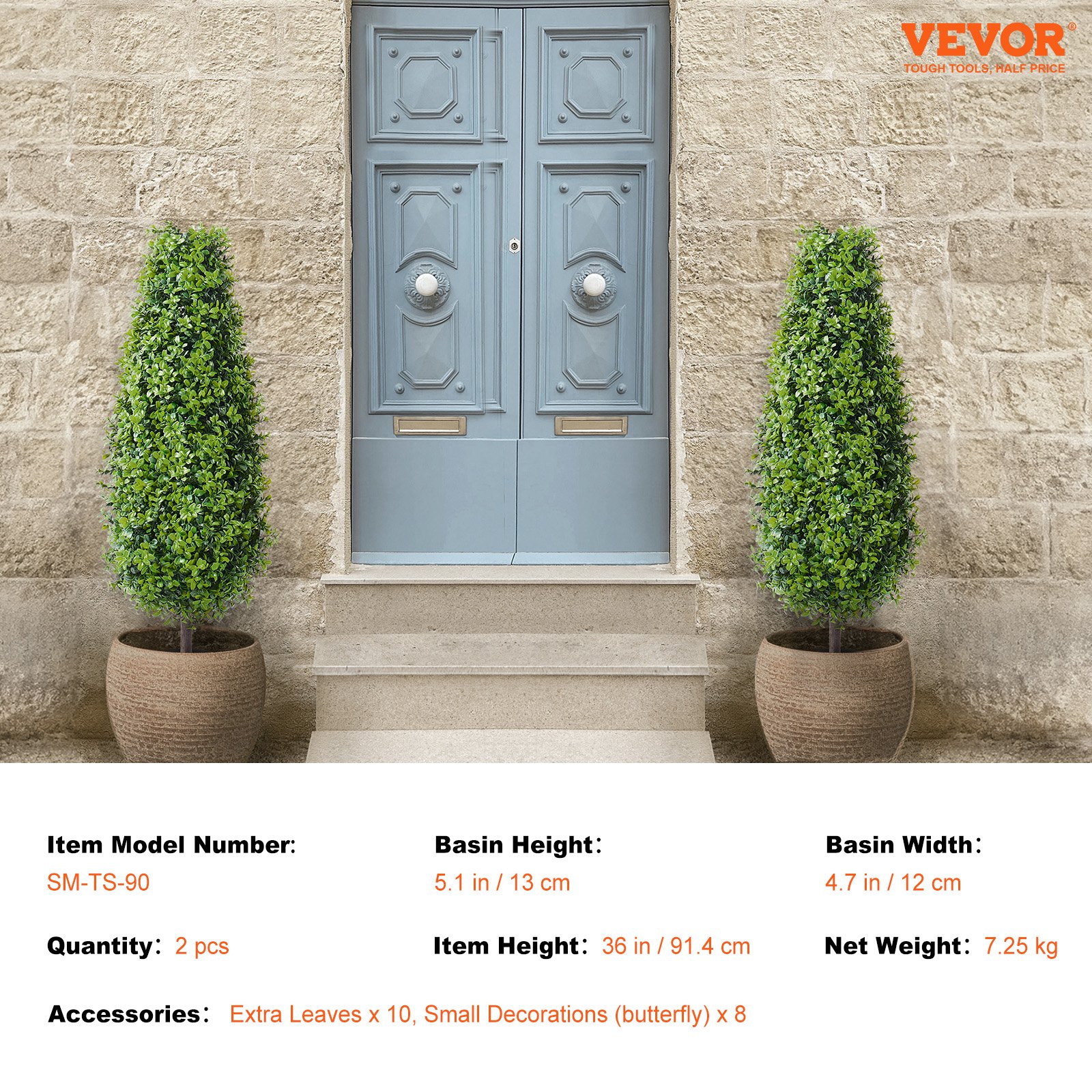 V952-HYMRGXJS36YCXKYTZV0-202507141630-06 VEVOR 2 Pack 91.4cm Artificial Boxwood Topiary Tree Faux Plant UV Decor In/Outdoor - Image 7